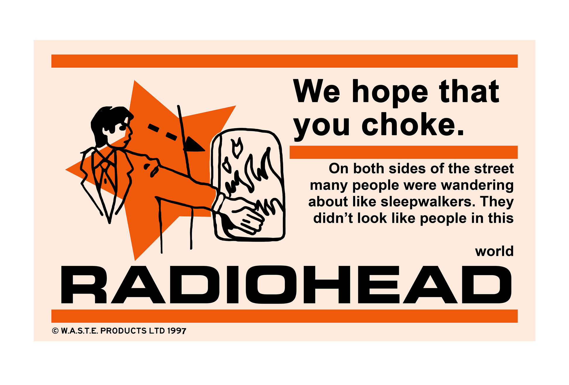 Promotional poster or album art for the band Radiohead featuring stylized text and graphics.