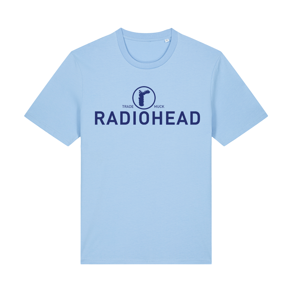 Light blue t-shirt with the Radiohead band logo printed on the front.