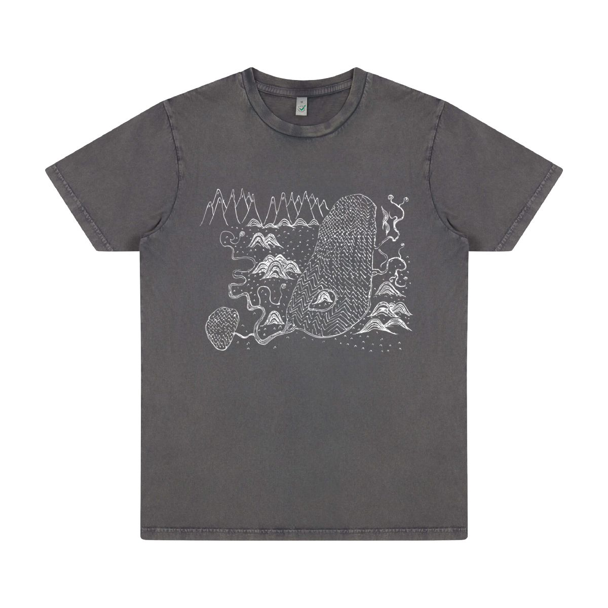 Map Drawing Stone Washed Grey T-shirt