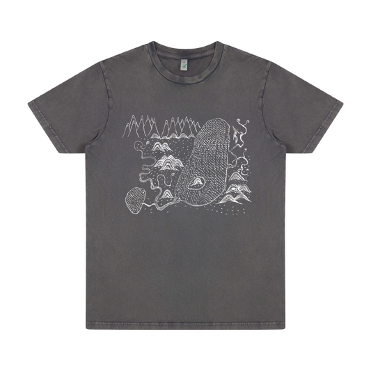 Map Drawing Stone Washed Grey T-shirt