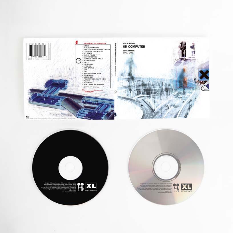 Album artwork and CD packaging for Radiohead’s ’OK Computer’ album.