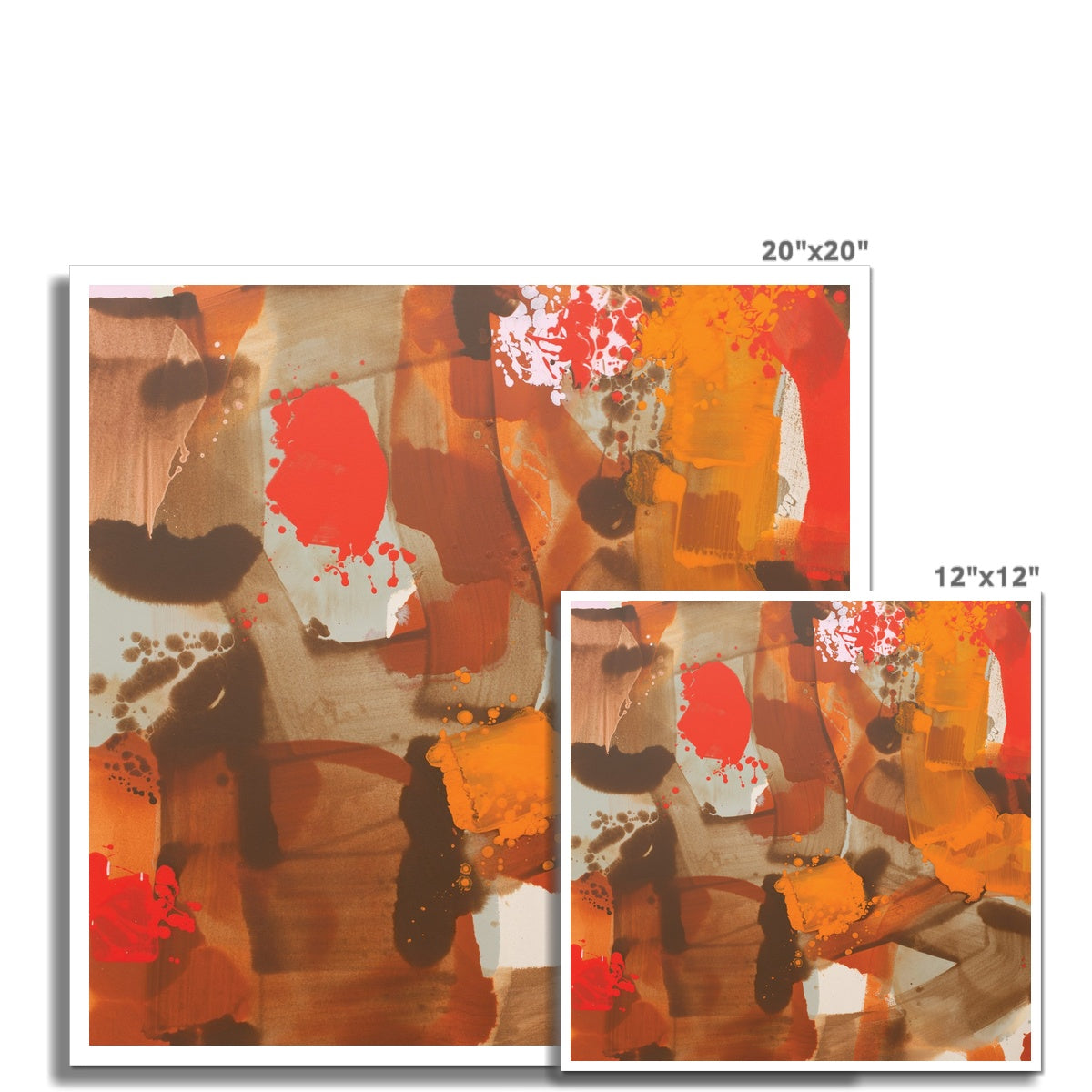 Abstract painting featuring warm earth tones and geometric shapes.
