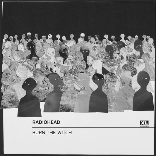 Album cover for Radiohead’s ’Burn the Witch’ single featuring a crowd of abstract figures.