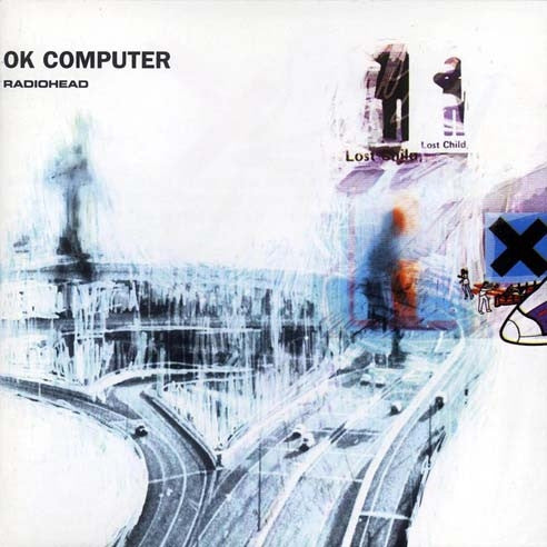 Album cover for Radiohead’s ’OK Computer’ featuring abstract, blurred artwork.