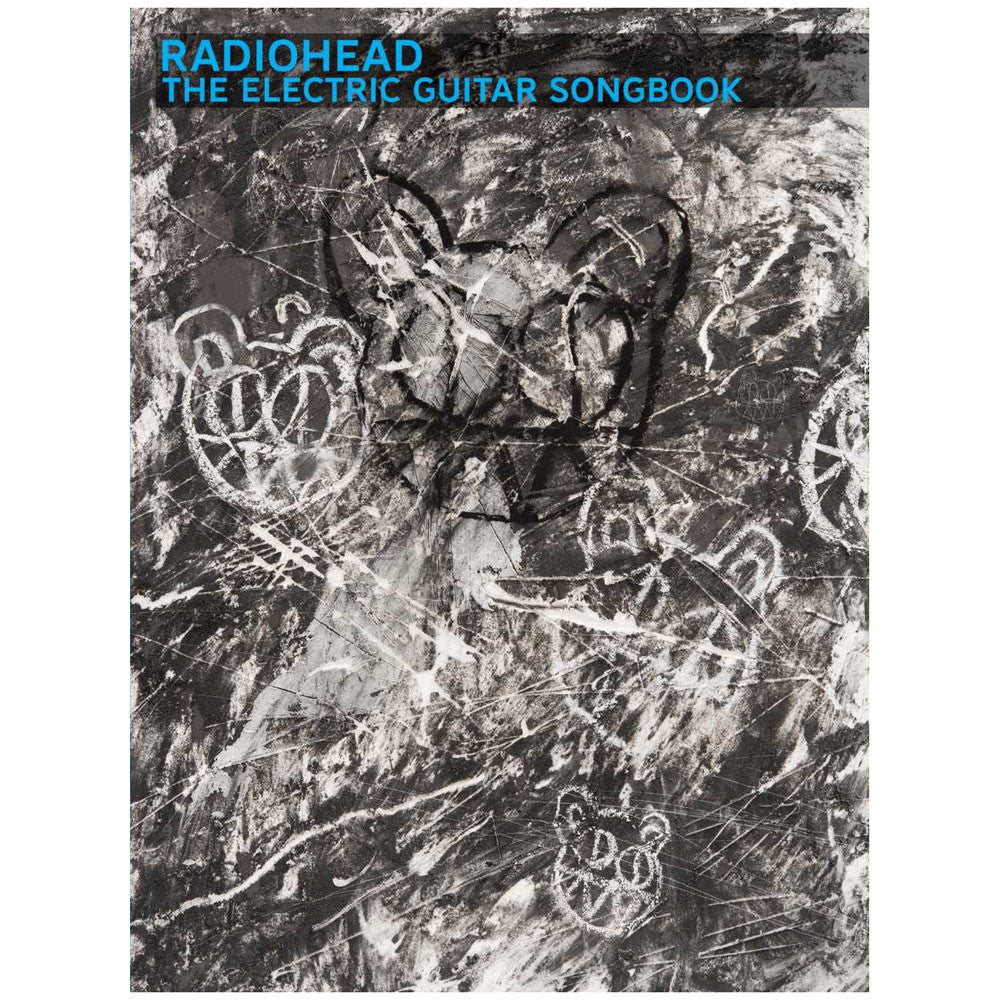 Book cover for Radiohead’s ’The Electric Guitar Songbook’ featuring abstract black and white artwork.